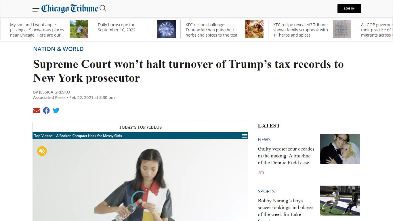 Supreme Court won't halt Trump tax records turnover in New York